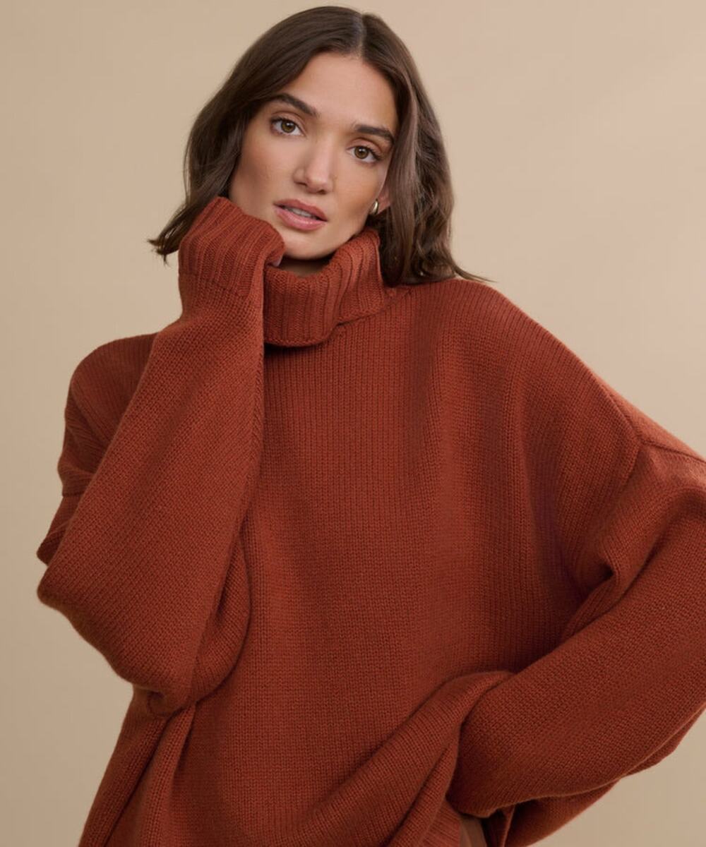 Jenni Kayne Cashmere Porter Turtleneck in Rust Large